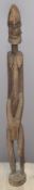 African tribal carved figure of elongated form, probably 19thC, H120cm
