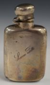 Victorian or early 20thC hallmarked silver hip flask with bayonet cap, length 9cm, weight 57g