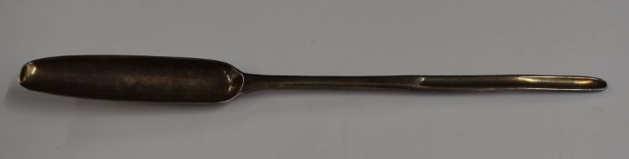 Georgian hallmarked silver marrow scoop, marks rubbed, length 22cm, weight 43g