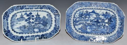 Two 19thC Chinese blue and white export plates, W25 x D18cm