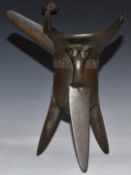 A 19thC/20thC Chinese archaic bronze jue vessel