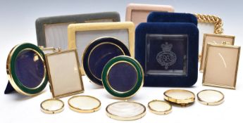 Photograph and portrait miniature frames to include three circular enamel examples, one with