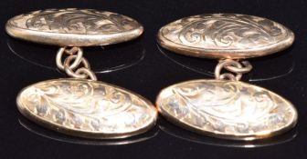 A pair of 9ct gold cufflinks, Chester 1920, 3.5g