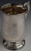 Georgian hallmarked silver baluster shaped pint tankard, London 1791, maker Peter & Ann Bateman,