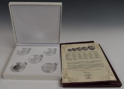 London Mint Office 'The Silver Sovereign Set' comprising five silver coins representing a £5, double