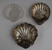 Two hallmarked silver shell shaped dishes, both Sheffield 1899, one Atkin Brothers, the other