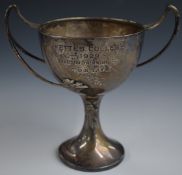 George V Art Nouveau or Arts and Crafts hallmarked silver two handled trophy cup, with