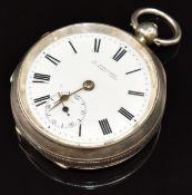 D Schwerer of St Mary Cray London hallmarked silver open faced pocket watch with subsidiary