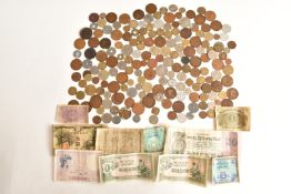 A small amateur collection of UK and overseas coinage with some banknotes