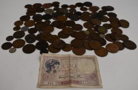 A small collection of largely UK coinage George III onwards, includes Victorian half crowns,