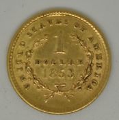 1853 US gold dollar, 1.6g
