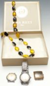 Nina Ricci necklace in original box and three watches