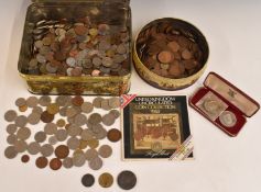 An amateur collection of UK and overseas coinage, 19thC onwards, including silver 1869 Spanish 2