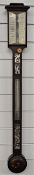 P Bordessa, Chester, rosewood early 19thC stick barometer, the ivory dial with engraved predictions,