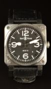 Bell & Ross gentleman's pilot's automatic wristwatch ref.BR03-92 with luminous hands, minute markers