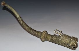Chinese brass dragon horn, L54cm