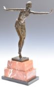 Art Deco style bronze of a flapper girl with impressed D H Chiparus and foundry mark, raised on