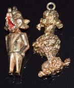 A 9ct gold poodle charm and a 9ct gold wolf charm, 9.7g