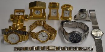Ten various wristwatches and miniature novelty clocks including Seiko 7N42-0AG0 etc.
