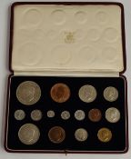 1937 Coronation cased coin set, includes Maundy set