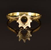 An 18ct gold ring mount, size H, 1.8g