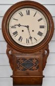 Late 19thC two train spring driven drop dial American wall clock, label through door 'Superior