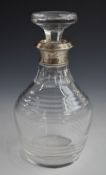 George V hallmarked silver mounted cut glass decanter, Birmingham 1933, maker Adie Brothers Ltd,