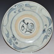 Chinese pedestal shallow bowl, H 6, diameter 29cm