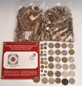 Victorian double florin, mounted Morgan US dollar, George III cartwheel penny etc, together with a