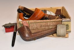 Smoking related items including an advertising vesta for Fleming's 'Teon' Belt, cased silver mounted
