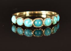 Victorian ring set with turquoise cabochons, size O, 0.9g