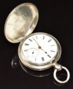 Stewart & Son of London hallmarked silver full hunter pocket watch with inset subsidiary seconds