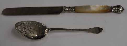 Edward VII hallmarked silver jam sppon, Sheffield 1909, maker Levesley Brothers, together with a