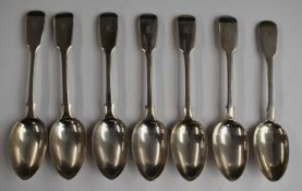 Victorian set of six fiddle pattern hallmarked silver dessert spoons, London H J Lias & Son,