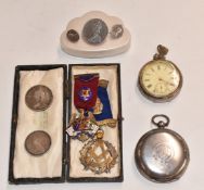 John Forrest hallmarked silver cased full hunter pocket watch, further pocket watch marked 0935,