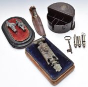 Bakelite semicircular stationery / desk tidy box with revolving compartment and white metal