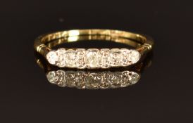 Art Deco 18ct gold ring set with diamonds in platinum setting, size M, 1.8g