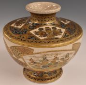 19th/20thC Japanese squat pedestal vase, with marks to base, H17cm