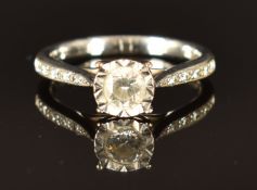 A 9ct white gold ring set with diamonds totalling approximately 0.4ct, size K, 2.6g