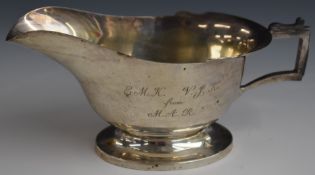 George VI hallmarked silver sauce boat, Sheffield 1937, maker Cooper Brothers & Sons Ltd, length