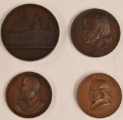 Three bronze medallions, one St Paul's Cathedral, one P. Paulus Rubens and a Frederick