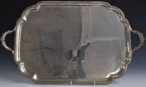 Large George V hallmarked silver twin handled tray, London 1925, maker C S Harris & Sons Ltd, 62 x