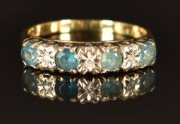 A 9ct gold ring set with topaz and diamond, 2.2g, size M/N