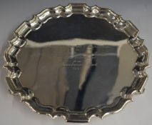 Goldsmiths & Silversmiths Company Ltd George V hallmarked silver salver with shaped edge, raised