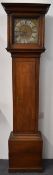 Mid 18thC oak cased longcase clock with W Avenell to dial, fitted with a later single fusee