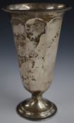 Elkington & Co hallmarked silver trumpet vase, Birmingham 1946, height 15cm, weight 265g all in