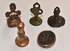 Five various intaglio seals including double sided example