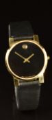 Movado Museum gentleman's wristwatch ref. 84.G4.875 with gold hands, black dial, gold plated case