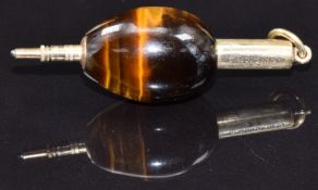 Samson and Mordan tiger's eye pendant expanding into a pencil