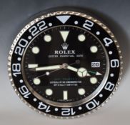 Rolex Oyster Perpetual GMT-Master II shop display or advertising wall clock with black dial,